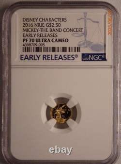 NIUE DISNEY. 5 GRAM GOLD $2.5 COIN MICKEY MOUSE SHORT FILMS NGC PF69s & PF70s
