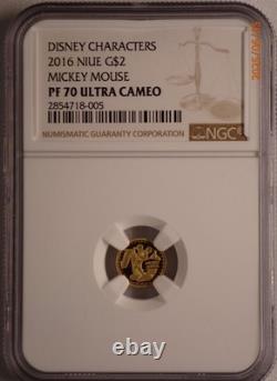 NIUE DISNEY. 5 GRAM GOLD $2 COIN MICKEY MOUSE & FRIENDS NGC PF70s