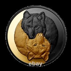 New Canada $20 Coin Silver Rhodium & Gold Plated 1 Oz GREY WOLF, 2021
