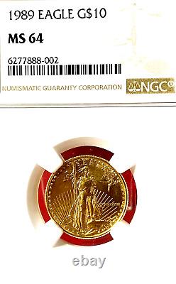 Ngc Ms-64! 1989 $10 1/4 Quarter Oz Gold Eagle