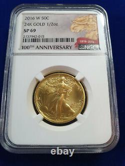 Ngc Sp69 2016 Walking Liberty 1/2 Oz Gold Centennial Commemorative Coin