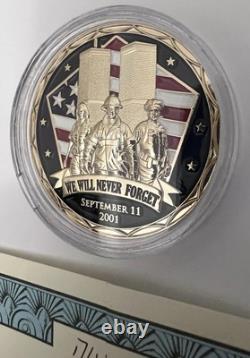 ONLY 5000 minted Rare American Commemorative Coin 9/11 24K Gold Plated US COA