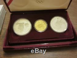 Olympic 3 Coin Proof Set 1984 W $10 Gold 1983 S & 1984 S Silver Dollars