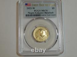 PCGS MS70 2022 W Negro Leagues Baseball $5 Uncirculated Gold Commemorative Coin