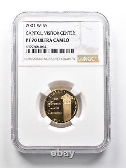 PF70 UCAM 2001-W $5 Capitol Visitor Center Gold Commemorative NGC 0688