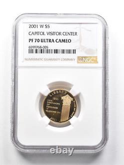 PF70 UCAM 2001-W $5 Capitol Visitor Center Gold Commemorative NGC 0689