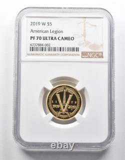 PF70 UCAM 2019-W $5 American Legion Gold Commemorative NGC 2065