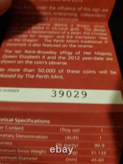 Perth Mint Australian Lunar Series 2 2012 Year Of The Dragon Commemorative Coin