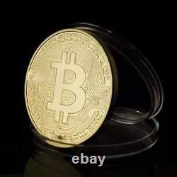 Physical Bitcoin Commemorative Coin Gold Color Collection Collectible NEW