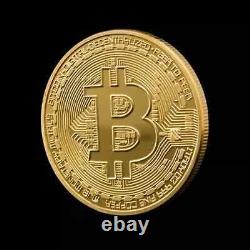 Physical Bitcoin Commemorative Coin Plated Gold Color Collection Collectible NEW