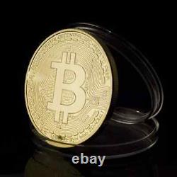Physical Bitcoin Commemorative Coin Plated Gold Color Collection Collectible NEW