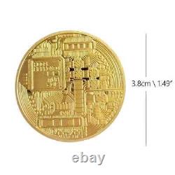 Physical Bitcoin Commemorative Coin Plated Gold Color Collection Collectible NEW