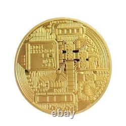 Physical Bitcoin Commemorative Coin Plated Gold Color Collection Collectible NEW