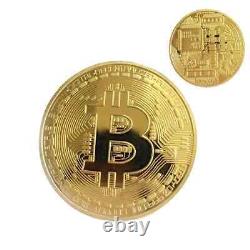 Physical Bitcoin Commemorative Coin Plated Gold Color Collection Collectible NEW