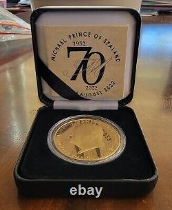 Prince Michael of Sealand 24K Gold-plated. 925 Silver Commemorative Coin