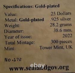 Prince Michael of Sealand 24K Gold-plated. 925 Silver Commemorative Coin