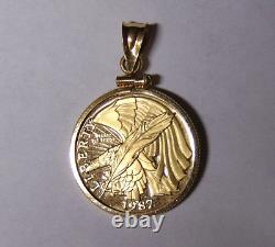 Proof 1987 US Constitution $5 Gold Commemorative in 14kt Gold Bezel Coin Frame