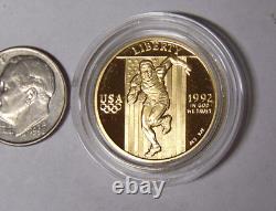 Proof 1992-W Olympic $5 Gold Commemorative 0.24187 oz Gold No Box or COA