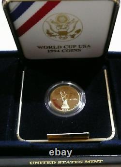 Proof Gold 1994 World Cup Coin Commemorative, $5.00 Gold Coin OGP WithCoA