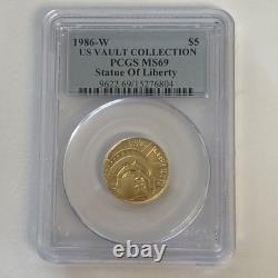RARE 1986-W $5 US VAULT COLLECTIONS Gold STATUE OF LIBERTY PCGS MS69