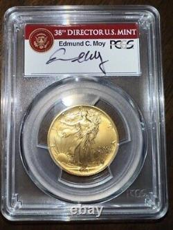 RARE 2016-W Gold Walking Liberty Half Dollar Moy Signed Coin PCGS SP70 50C