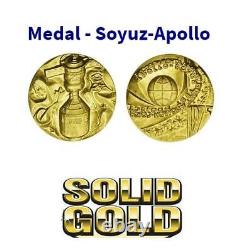 RARE. 999 1oz Fine Gold 1975 Apollo Soyuz USRR Commemorative Coin Medal Bullion