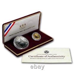 Rare 1988-W Proof Olympic Commemorative 2 Coin Set $5 Gold