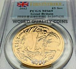 Rare 2012 Great Britain Gold £5 Coin#1 Diamond Jubilee Sovereign PCGS MS69