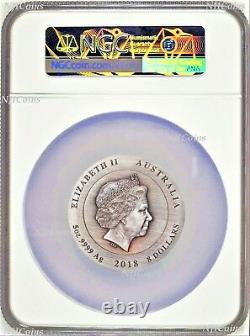 Rare Earth 2018 5oz Silver High Relief Patina golden diamond $8 Coin NGC MS69 FR
