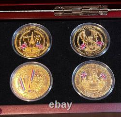 Rare Limited Ed WWII Victory 24k Gold Plated Proof 8 Coin Set Bradford Exchange