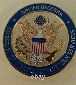 Secretary of Health and Human Services Xavier Becerra Challenge Coin Gold and En