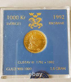 Sweden/Sweden 1992, 1000 Kronor Gold, Commemorate King Gustav III, BU