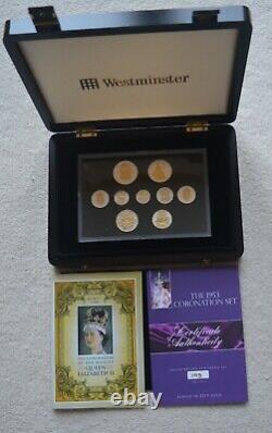 The 1953 Coronation Set Plated in 22Ct Gold 9 Coin Set + Box & COA