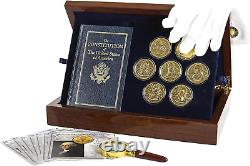 The Franklin Mint Founding Fathers Coin Collection 7-Piece 24-Karat Gold-Plate