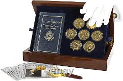 The Franklin Mint Founding Fathers Coin Collection 7-Piece 24-Karat Gold-Plate
