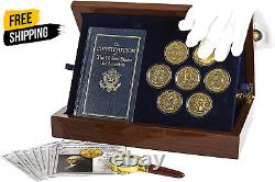 The Franklin Mint Founding Fathers Coin Collection 7-Piece 24-Karat Gold-Plate