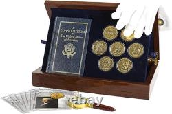 The Franklin Mint Founding Fathers Coin Collection 7-Piece 24-Karat Gold-Plate