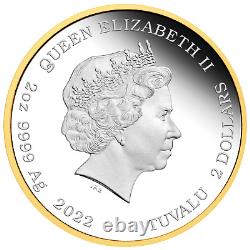 Tutankhamun Discovery 100th Ann. 2022 2oz $2 Silver Proof Gilt Colored COIN