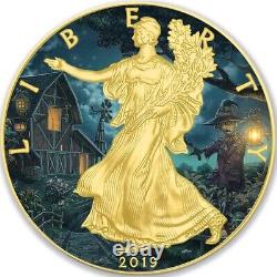 USA HALLOWEEN $1 American Silver Eagle 2019 Walking Liberty Dollar 1 oz Coin G