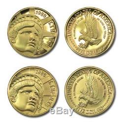 USA Statue of Liberty Commemorative Set Gold & Silver 1986 S, D, W 6 Coins Proof