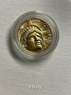 US 1986-W UNC. Statue of Liberty $5 PROOF GOLD COIN. 2418 oz. 900 PURE GOLD