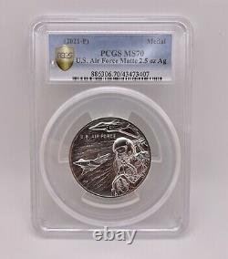 US Air Force 2021-P PCGS MS 70 2.5 oz SILVER Top Pop WithOGP GOLD SHIELD COIN