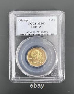 US MINT 1988-W Olympic $5 Gold Commemorative Coin PCGS MS69 Uncirculated