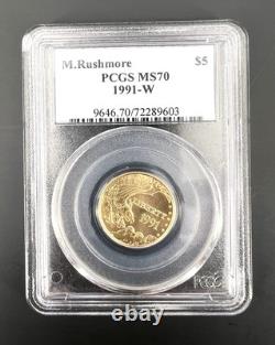 US MINT 1991-W Mount Rushmore $5 Gold Commemorative Coin PCGS MS70 Uncirculated
