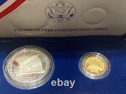 US Mint 1987 Constitution Commemorative Gold $5 Coin 1/4 Ounce Silver 1 Oz COA