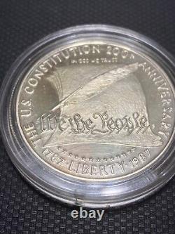 US Mint 1987 Constitution Commemorative Gold $5 Coin 1/4 Ounce Silver 1 Oz COA