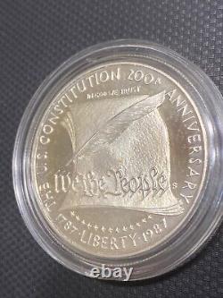 US Mint 1987 Constitution Commemorative Gold $5 Coin 1/4 Ounce Silver 1 Oz COA