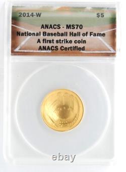 US Mint 2014-W $5 Gold Baseball Commemorative ANACS Certified MS70 Slabbed Coin