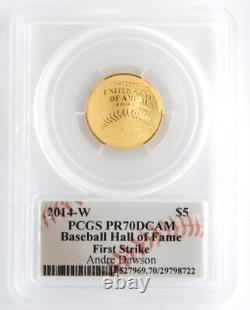 US Mint 2014-W $5 Gold Baseball Commemorative PCGS PR70DCAM Andre Dawson Signed