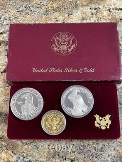 US Mint Los Angeles Olympic 1983/1984 Gold & Silver Commemorative 3 Coin Set COA